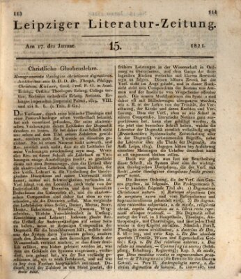 Leipziger Literaturzeitung Mittwoch 17. Januar 1821