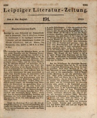 Leipziger Literaturzeitung Montag 6. August 1821