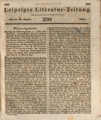 Leipziger Literaturzeitung Donnerstag 16. August 1821