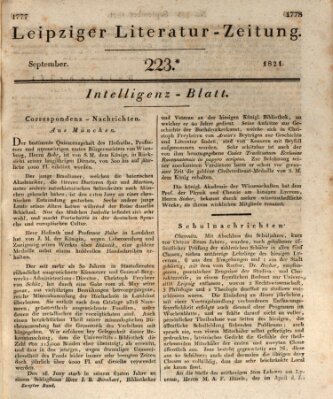 Leipziger Literaturzeitung Samstag 8. September 1821
