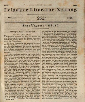 Leipziger Literaturzeitung Samstag 20. Oktober 1821