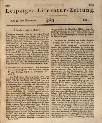 Leipziger Literaturzeitung Montag 12. November 1821