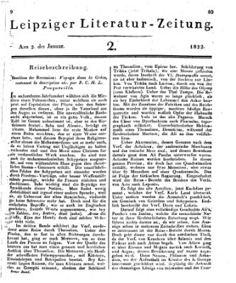 Leipziger Literaturzeitung Mittwoch 2. Januar 1822