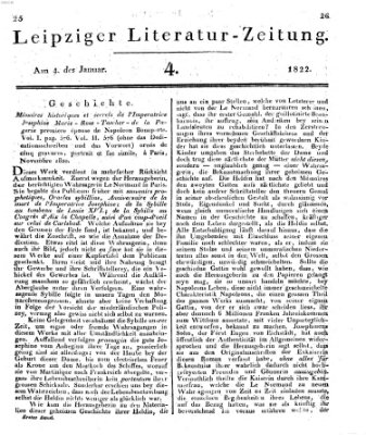 Leipziger Literaturzeitung Freitag 4. Januar 1822