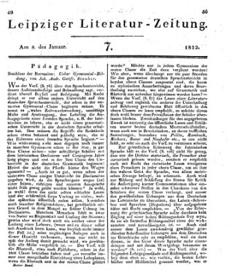 Leipziger Literaturzeitung Dienstag 8. Januar 1822