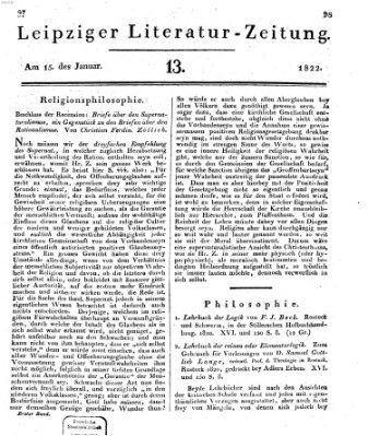 Leipziger Literaturzeitung Dienstag 15. Januar 1822