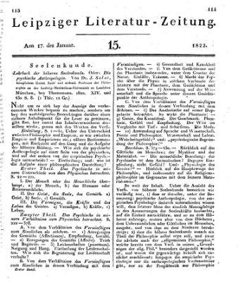 Leipziger Literaturzeitung Donnerstag 17. Januar 1822