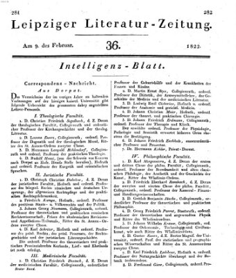 Leipziger Literaturzeitung Samstag 9. Februar 1822