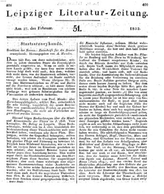 Leipziger Literaturzeitung Mittwoch 27. Februar 1822