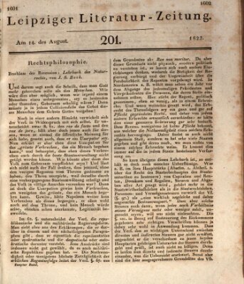 Leipziger Literaturzeitung Mittwoch 14. August 1822