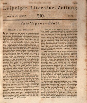Leipziger Literaturzeitung Samstag 24. August 1822