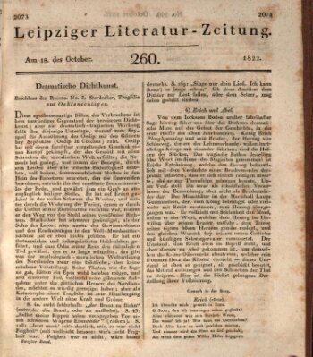 Leipziger Literaturzeitung Freitag 18. Oktober 1822