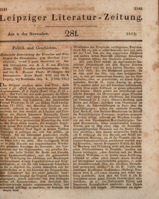 Leipziger Literaturzeitung Freitag 8. November 1822