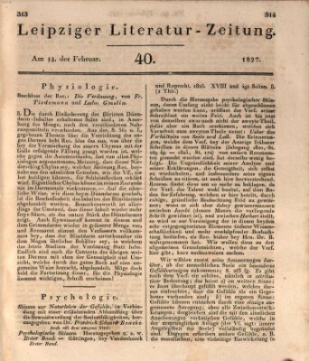 Leipziger Literaturzeitung Mittwoch 14. Februar 1827