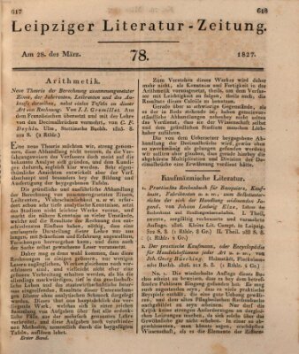 Leipziger Literaturzeitung Mittwoch 28. März 1827