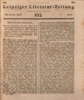Leipziger Literaturzeitung Montag 23. April 1827