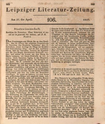Leipziger Literaturzeitung Freitag 27. April 1827
