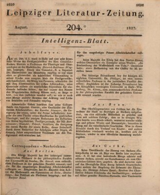 Leipziger Literaturzeitung Samstag 11. August 1827