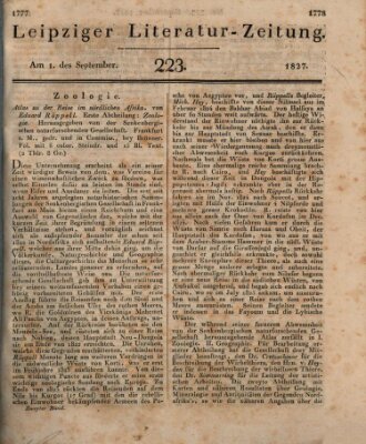Leipziger Literaturzeitung Samstag 1. September 1827
