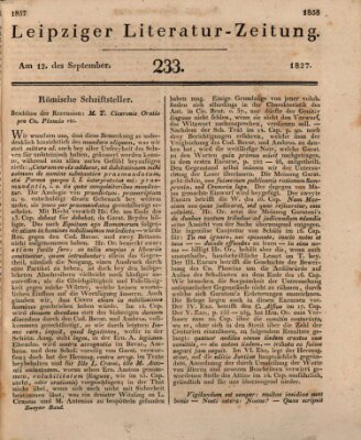 Leipziger Literaturzeitung Mittwoch 12. September 1827