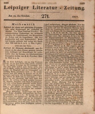 Leipziger Literaturzeitung Donnerstag 25. Oktober 1827