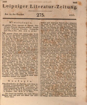 Leipziger Literaturzeitung Montag 29. Oktober 1827