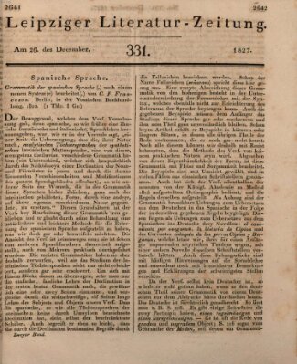 Leipziger Literaturzeitung Mittwoch 26. Dezember 1827