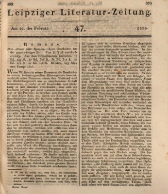 Leipziger Literaturzeitung Freitag 22. Februar 1828