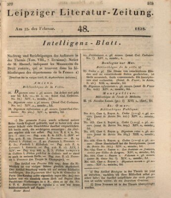 Leipziger Literaturzeitung Samstag 23. Februar 1828