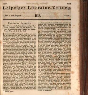 Leipziger Literaturzeitung Dienstag 5. August 1828