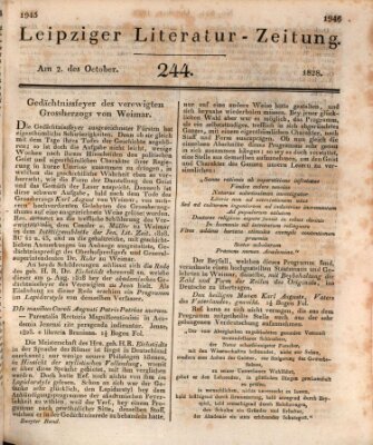 Leipziger Literaturzeitung Donnerstag 2. Oktober 1828