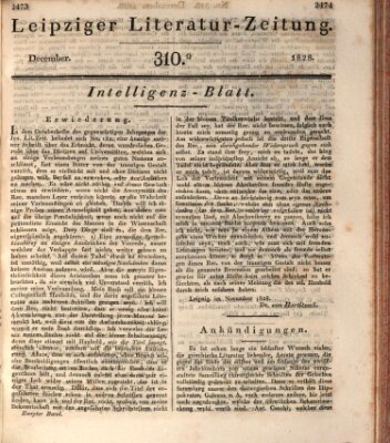 Leipziger Literaturzeitung Samstag 6. Dezember 1828