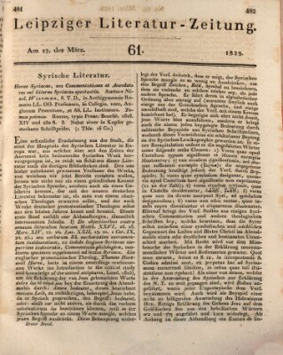 Leipziger Literaturzeitung Donnerstag 12. März 1829