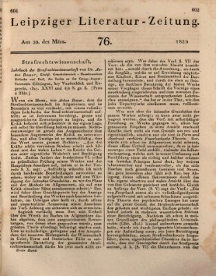 Leipziger Literaturzeitung Montag 30. März 1829