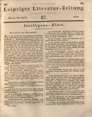 Leipziger Literaturzeitung Samstag 11. April 1829