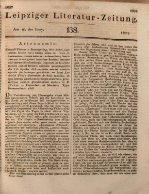 Leipziger Literaturzeitung Mittwoch 10. Juni 1829