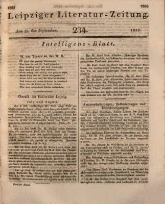 Leipziger Literaturzeitung Samstag 26. September 1829