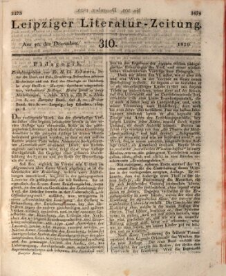 Leipziger Literaturzeitung Donnerstag 10. Dezember 1829