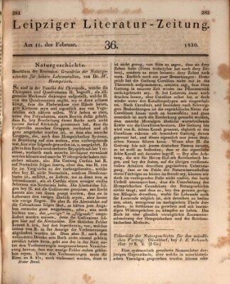 Leipziger Literaturzeitung Donnerstag 11. Februar 1830
