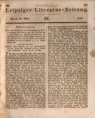 Leipziger Literaturzeitung Freitag 12. März 1830