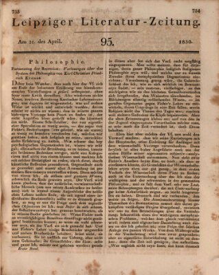 Leipziger Literaturzeitung Mittwoch 21. April 1830