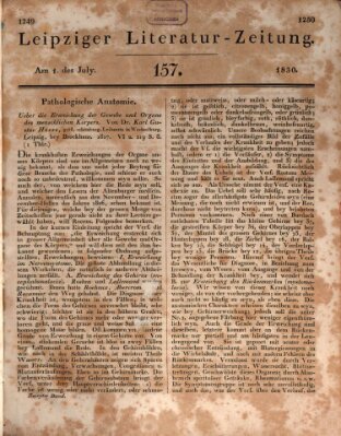 Leipziger Literaturzeitung Donnerstag 1. Juli 1830