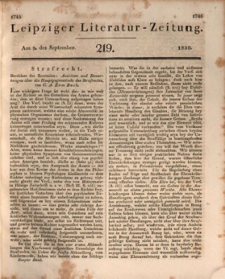 Leipziger Literaturzeitung Donnerstag 9. September 1830
