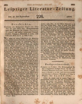 Leipziger Literaturzeitung Freitag 17. September 1830