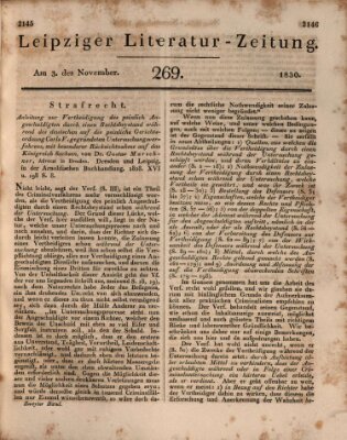 Leipziger Literaturzeitung Mittwoch 3. November 1830