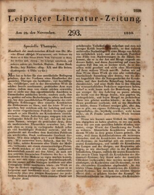 Leipziger Literaturzeitung Montag 29. November 1830