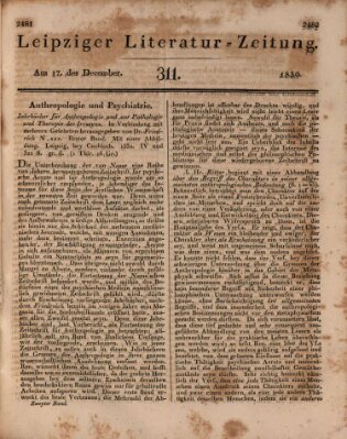 Leipziger Literaturzeitung Freitag 17. Dezember 1830