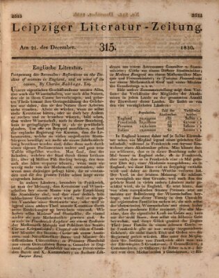 Leipziger Literaturzeitung Dienstag 21. Dezember 1830