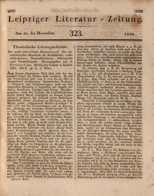 Leipziger Literaturzeitung Mittwoch 29. Dezember 1830