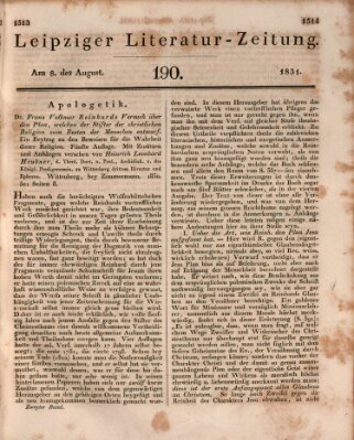Leipziger Literaturzeitung Montag 8. August 1831
